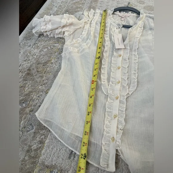 Rebecca Taylor Ivory Ruffle-Trim Button Blouse - Picture 10 of 10